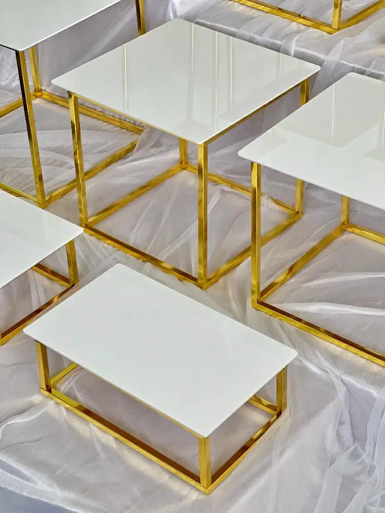 12-20 PCS Luxury Gold Frame Wh - Display Risers Set ulasan dan harga